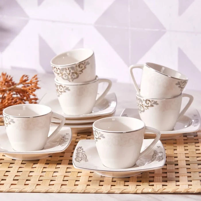Coffret de tasses à expresso/moka Karaca Nazende en porcelaine pour 6 personnes, 12 pièces