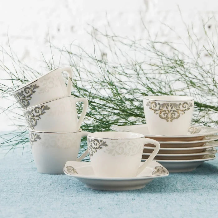 Coffret de tasses à expresso/moka Karaca Nazende en porcelaine pour 6 personnes, 12 pièces