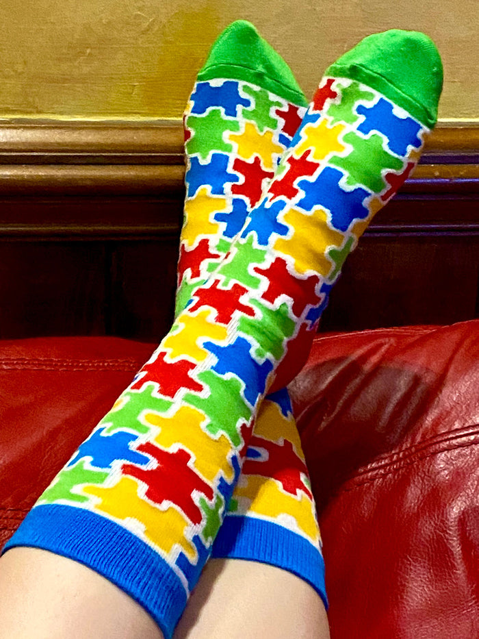 Puzzle Pieces Autism Awareness Women's crew socks