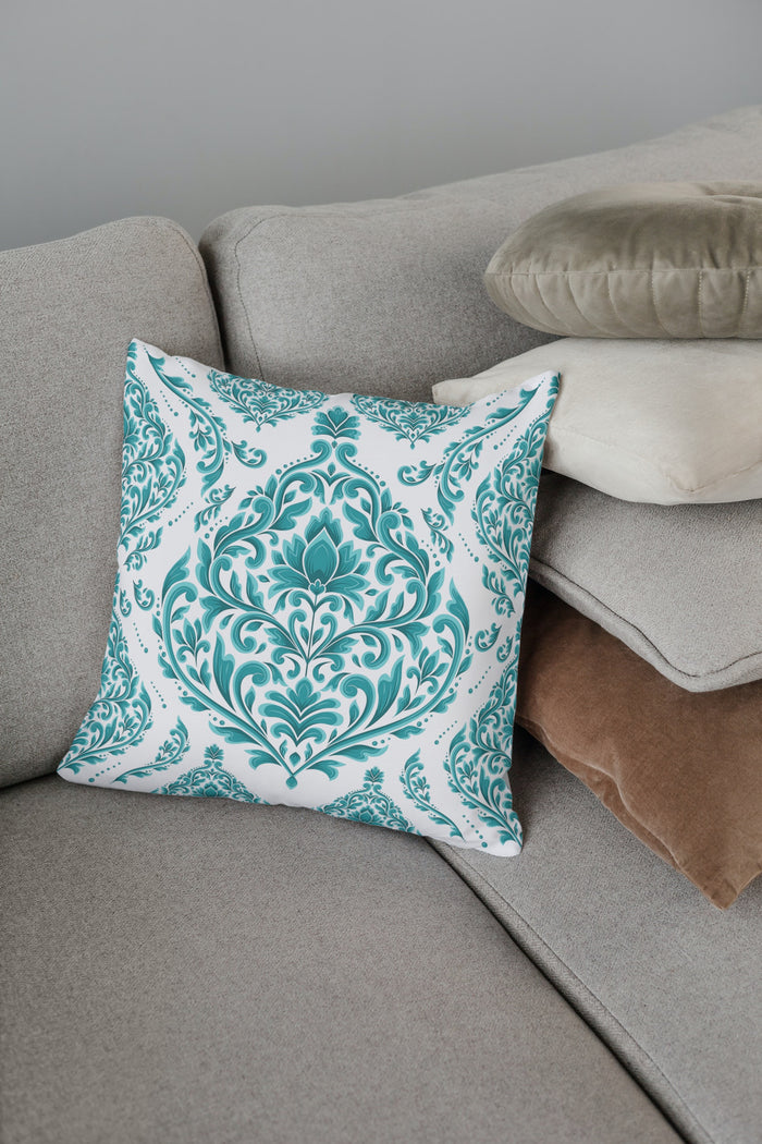 Cordoba Outdoor Pillows Turquoise Green & White
