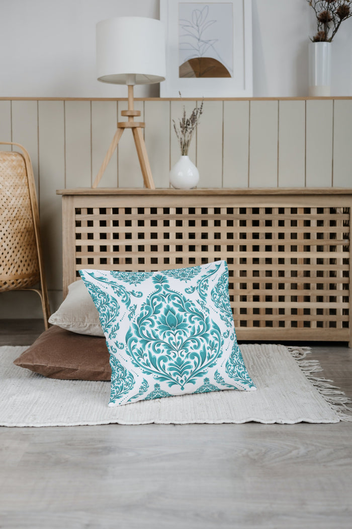 Cordoba Outdoor Pillows Turquoise Green & White
