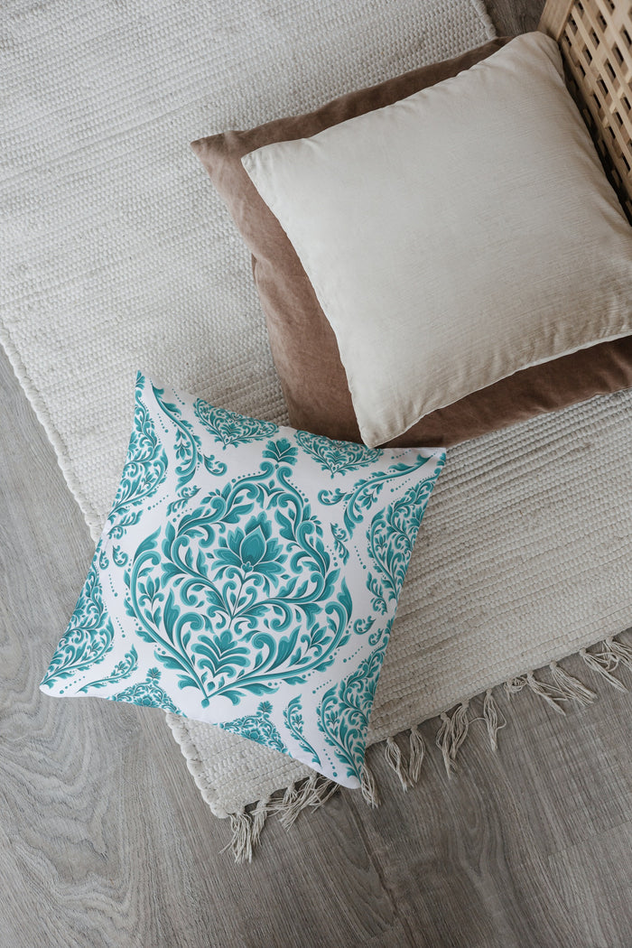 Cordoba Outdoor Pillows Turquoise Green & White