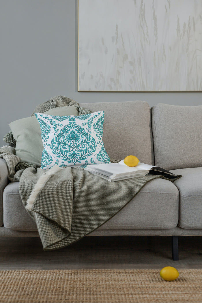 Cordoba Outdoor Pillows Turquoise Green & White