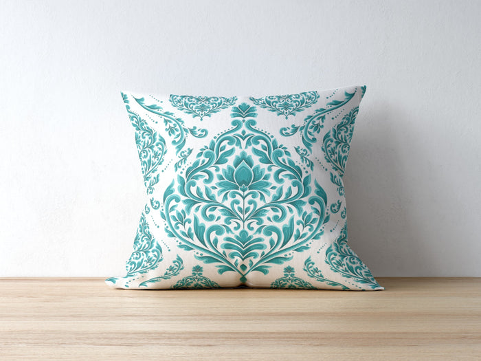 Cordoba Outdoor Pillows Turquoise Green & White