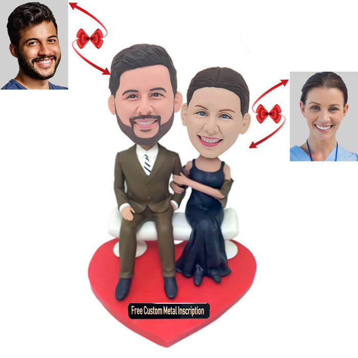 Couple In A Chair Anniversary Custom Bobblehead