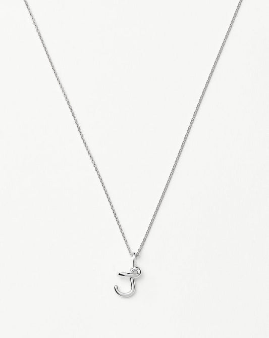 Curly Molten Mini Initial Necklace - J | Sterling Silver Necklaces Missoma