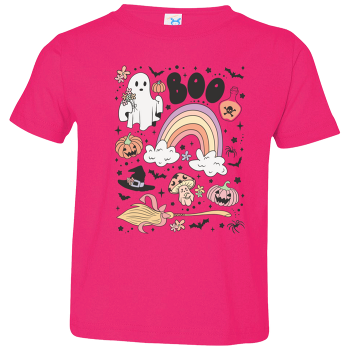 Cute Boo Toddler graphic tee in Hot Pink