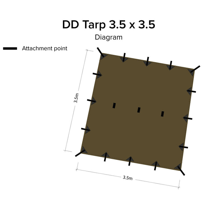 diagram of dd hammocks tarp 3.5 x 3.5 brown
