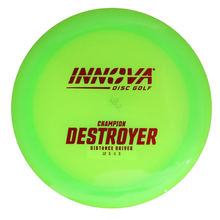 INNOVA DISC GOLF CANADA	Destroyer
Distance Driver	Slick Finish	Versatile Colors	Great Durability	Overstable	Impact Resistant	Improved Glide Flexible in cooler conditions	Great for distance and control	Maintains stability over time	Comfortable for grip