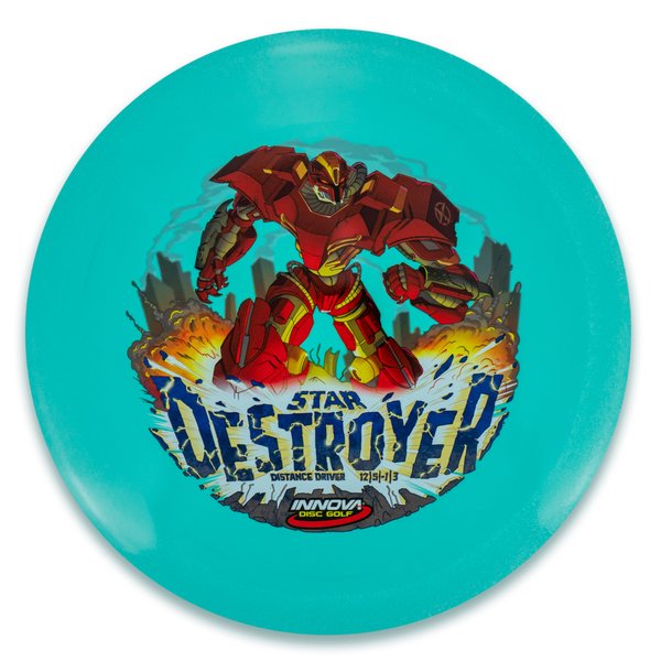 Innova Disc Golf Canada Star Destroyer Distance Driver Distance Driver	Slick Finish	Versatile Colors	Great Durability	and grip Overstable	Impact Resistant	Improved Glide Flexible in cooler conditions	Great for distance and control	Maintains stability over time	Comfortable for grip