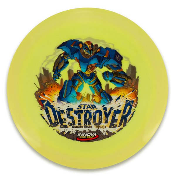 Innova Disc Golf Canada Star Destroyer Distance Driver Distance Driver	Slick Finish	Versatile Colors	Great Durability	and grip Overstable	Impact Resistant	Improved Glide Flexible in cooler conditions	Great for distance and control	Maintains stability over time	Comfortable for grip
