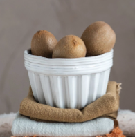 Distressed White Stoneware Bowl w/ Glaze, 2 Styles
