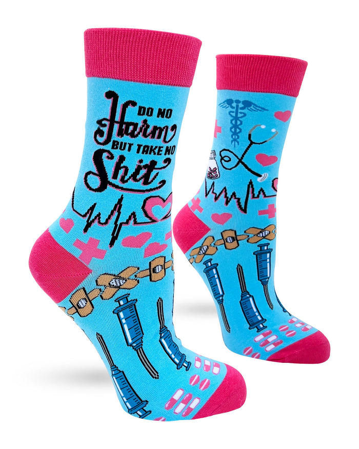 Do No Harm But Take No Shit Women's Crew Socks