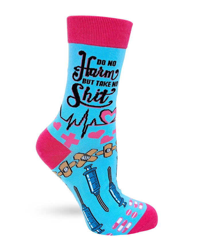 Do No Harm But Take No Shit Women's Crew Socks