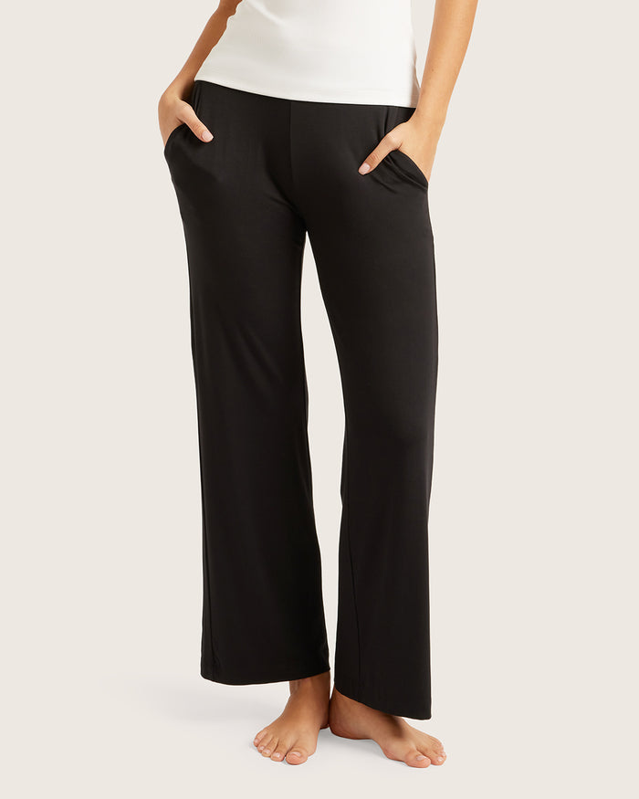 Downtime Wide Leg Lounge Pants - Black