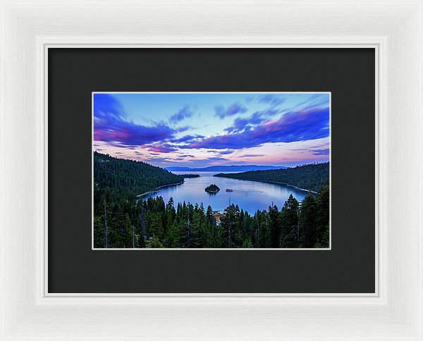 Emerald Bay And Ms Dixie At Sunset By Brad Scott - Framed Print