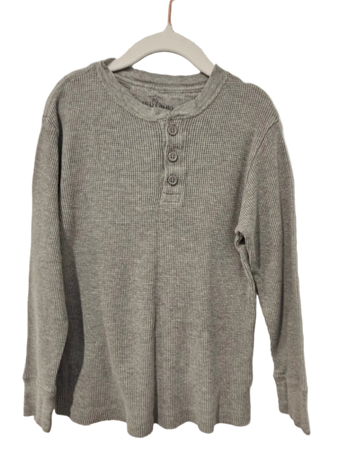 Faded Glory Grey Waffle Long Sleeved Shirt 6-7