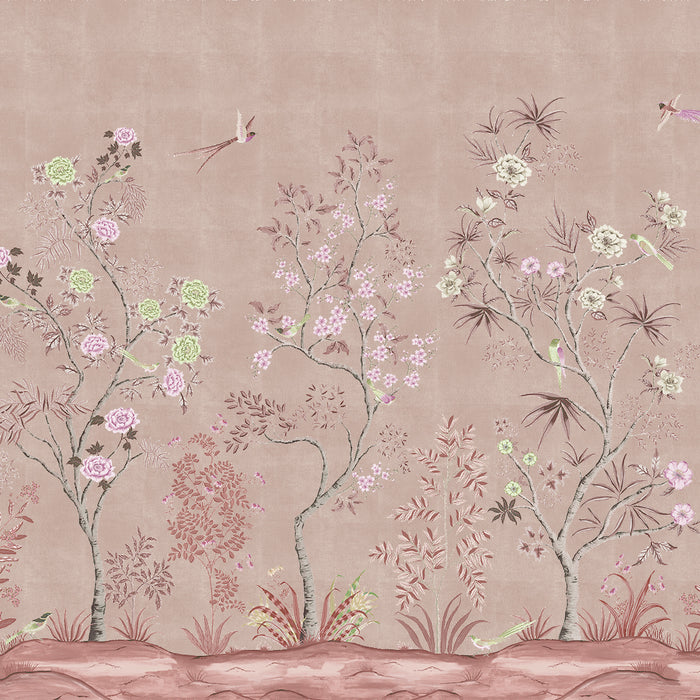 SQUARE FOOT / Metallic Blush Blossoms