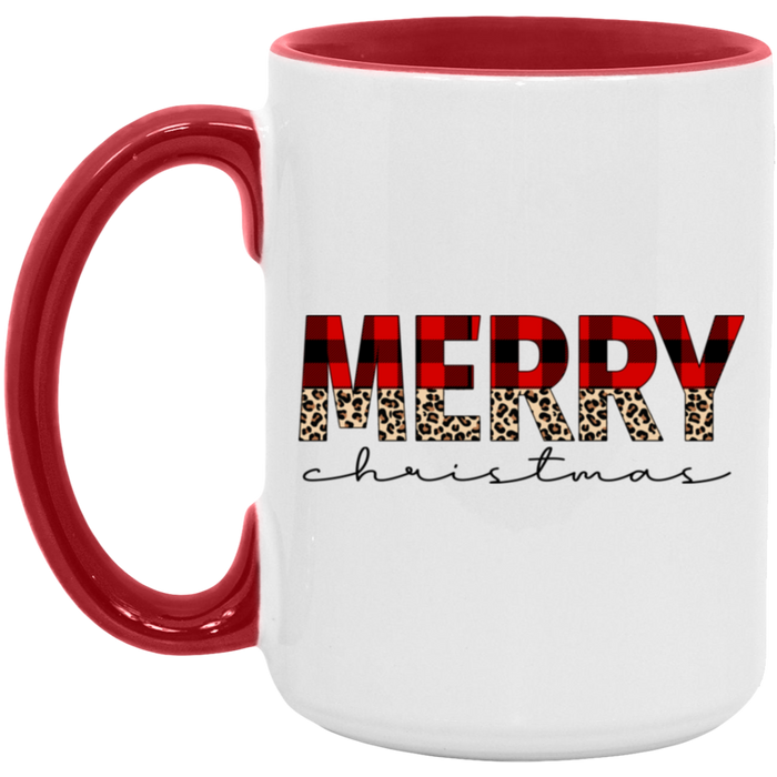 Flannel Cheetah Merry Christmas ceramic coffee mug