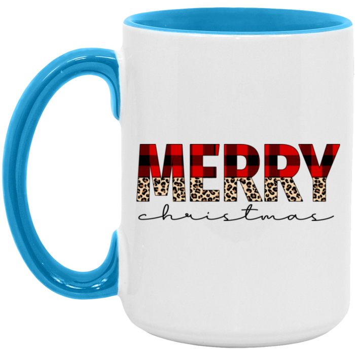Flannel Cheetah Merry Christmas ceramic coffee mug, product photo 2