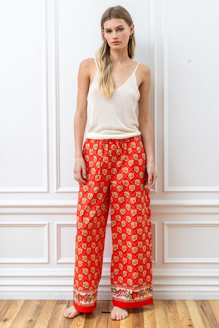 Floral Diamond Woven Wide-Leg Pant - Molly + Kate