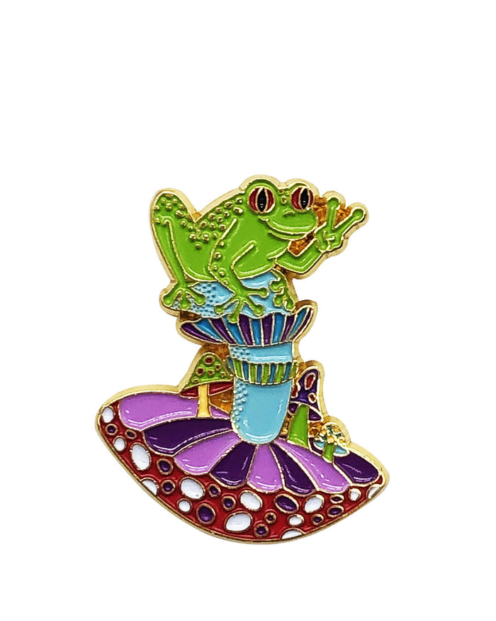 Frog with Trippy Mushroom Soft Enamel Pin