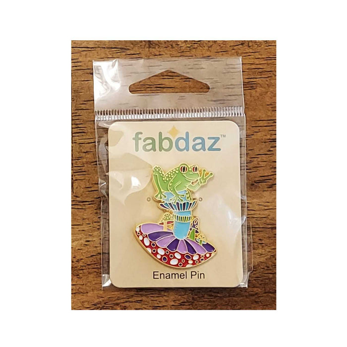 Frog with Trippy Mushroom Enamel Pin with Metal Frame