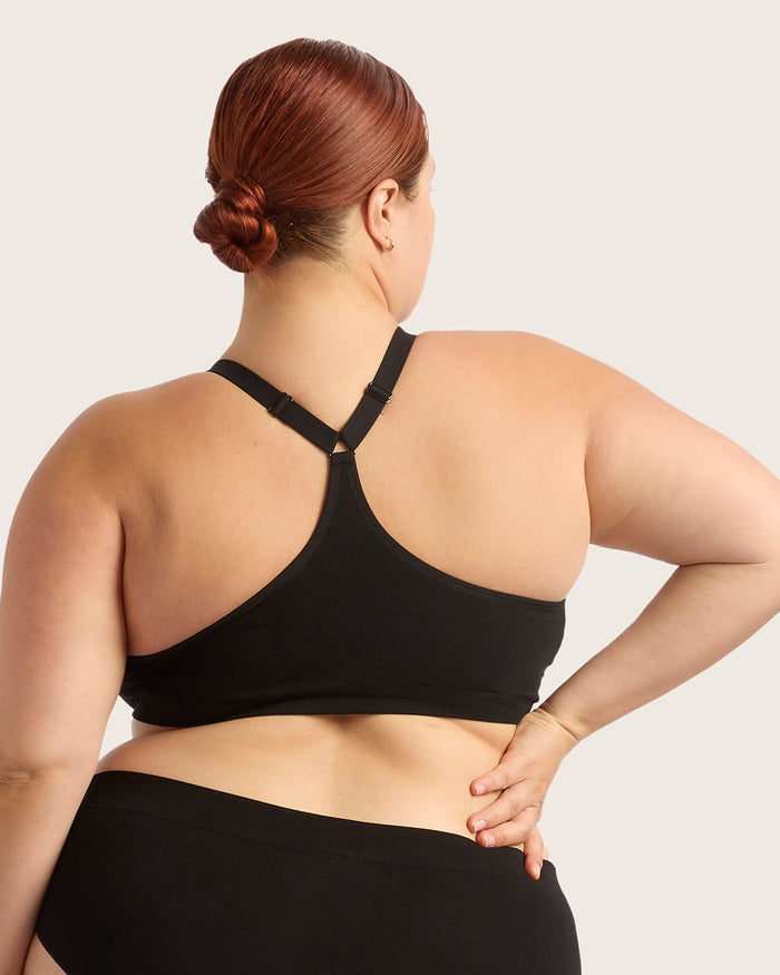 Full Bust Wireless Racerback Bra - Black