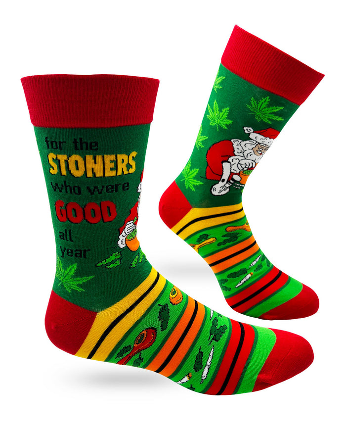Funny For the Stoners Who Were Good All Year Men's Novelty Crew Socks