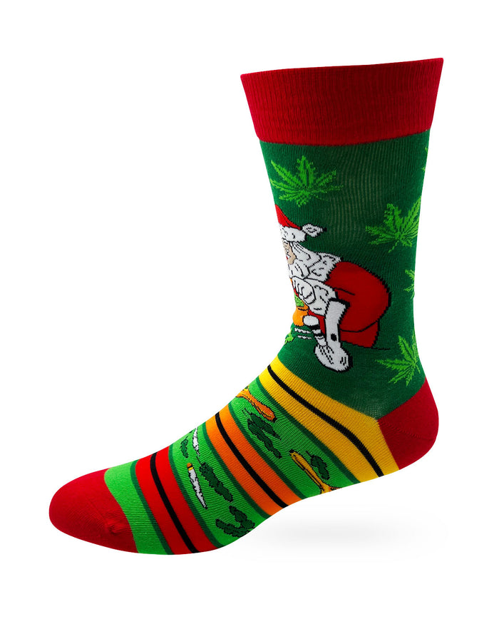 Funny For the Stoners Who Were Good All Year Men's Novelty Crew Socks