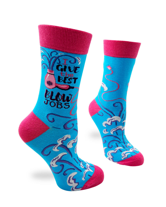 Funny Hairstylist I Give the Best Blow Jobs Women's Crew Socks