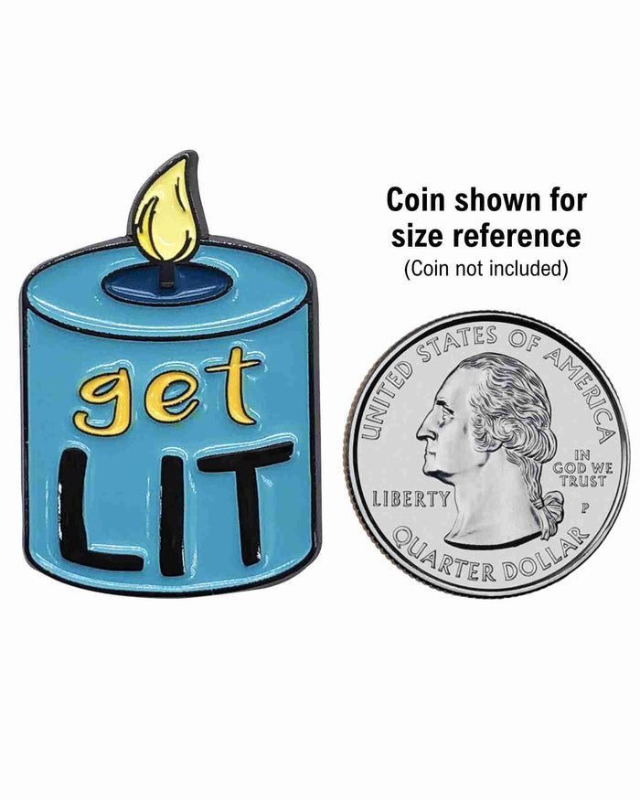 Get Lit Candle Enamel Pin with Metal Frame