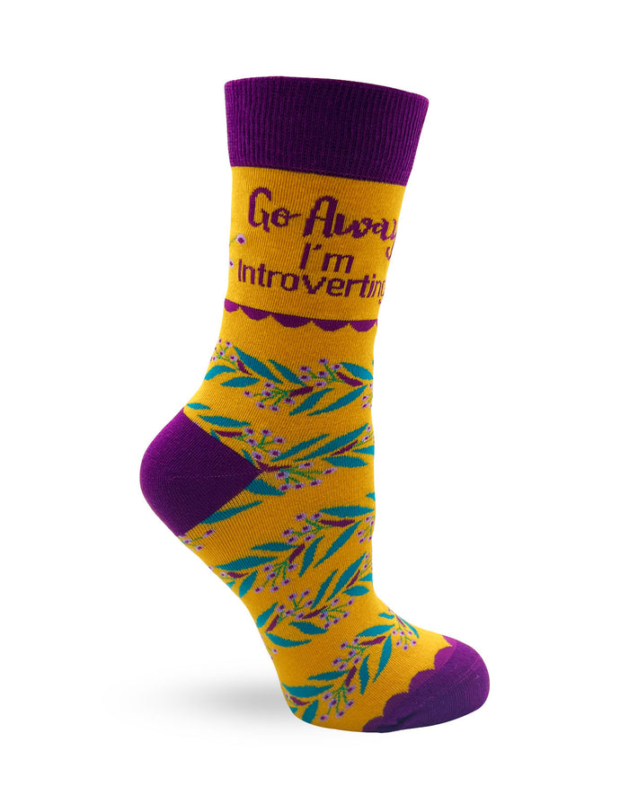 Go Away I'm Introverting Ladies' Novelty Crew Socks