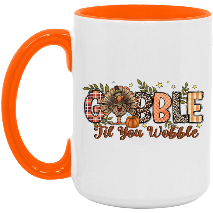 Gobble Til You Wobble Patterns ceramic coffee mug
