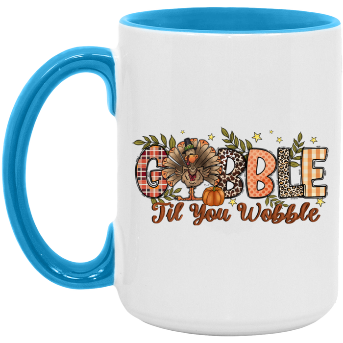 Gobble Til You Wobble Patterns ceramic coffee mug, product photo 3