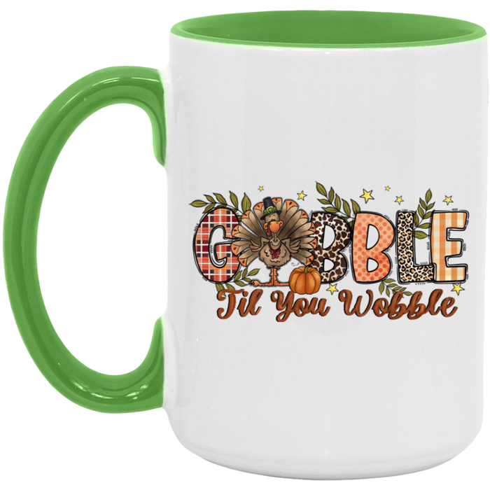 Gobble Til You Wobble Patterns ceramic coffee mug, product photo 4
