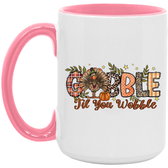 Gobble Til You Wobble Patterns ceramic coffee mug, product photo 5