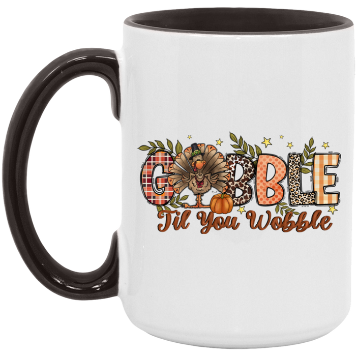 Gobble Til You Wobble Patterns ceramic coffee mug, product photo 6