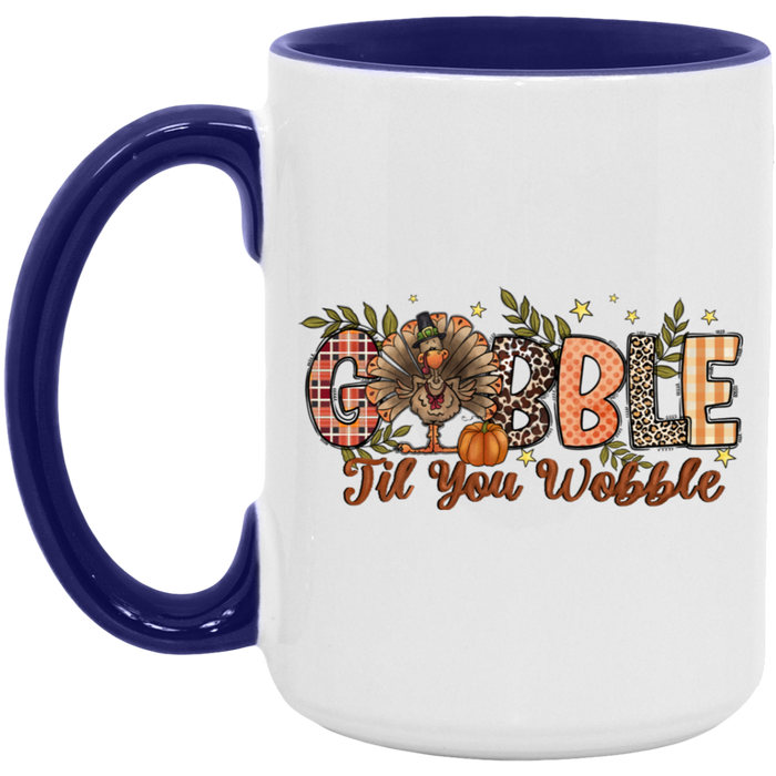 Gobble Til You Wobble Patterns ceramic coffee mug, product photo 7