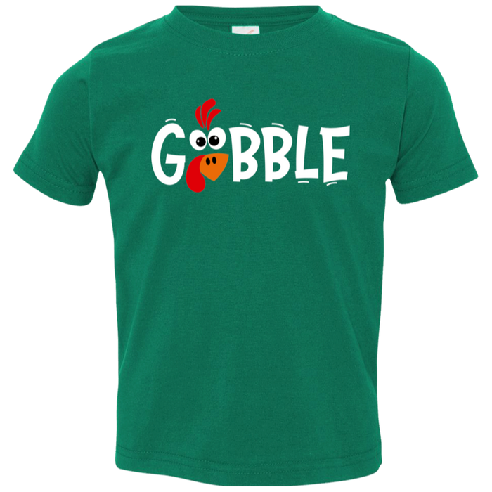 Gobble Turkey kids graphic tee in Kelly