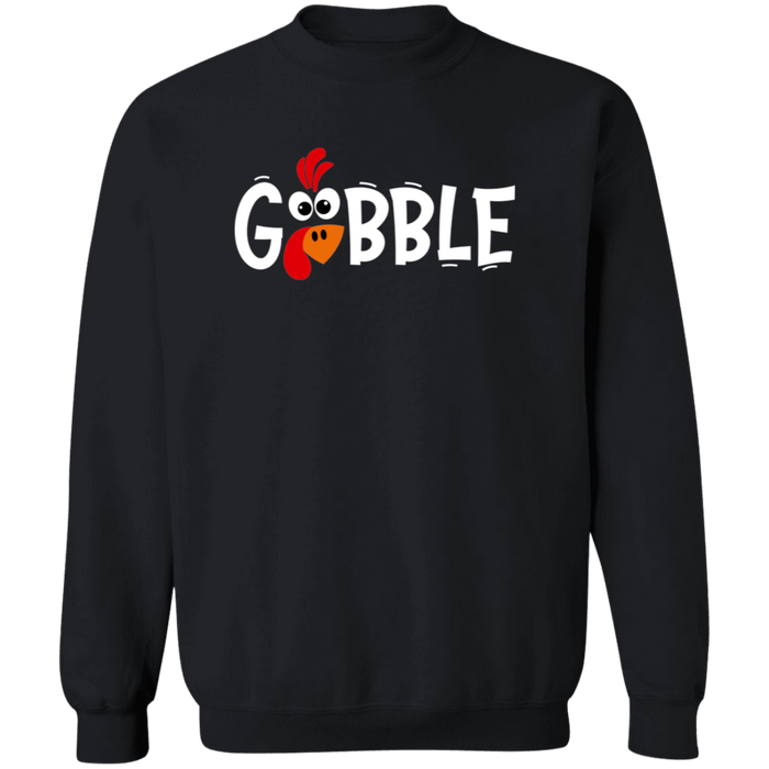 Gobble Turkey Thanksgiving crewneck sweatshirt in Black