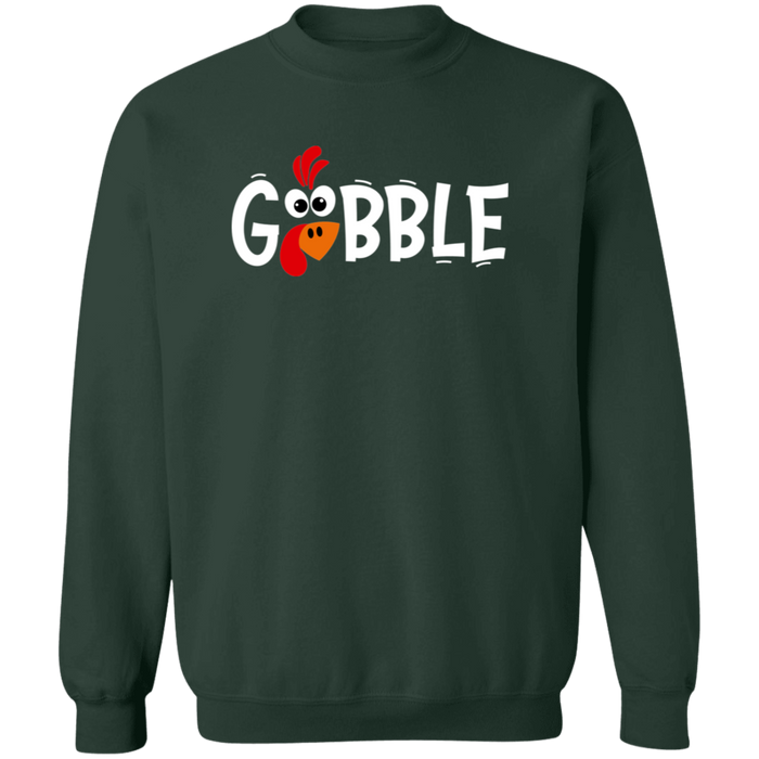 Gobble Turkey Thanksgiving crewneck sweatshirt in Forest Green