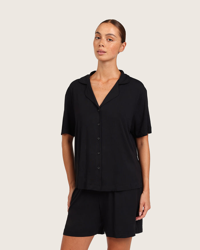 Goodnight Short Sleeve Sleep Shirt - Black