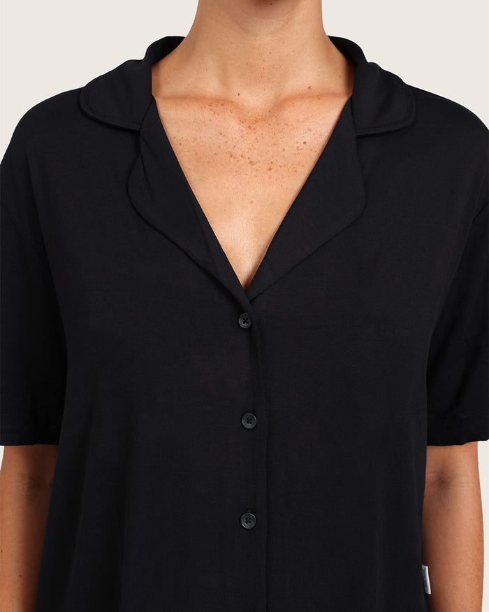 Goodnight Short Sleeve Sleep Shirt - Black