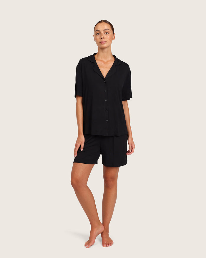 Goodnight Short Sleeve Sleep Shirt - Black