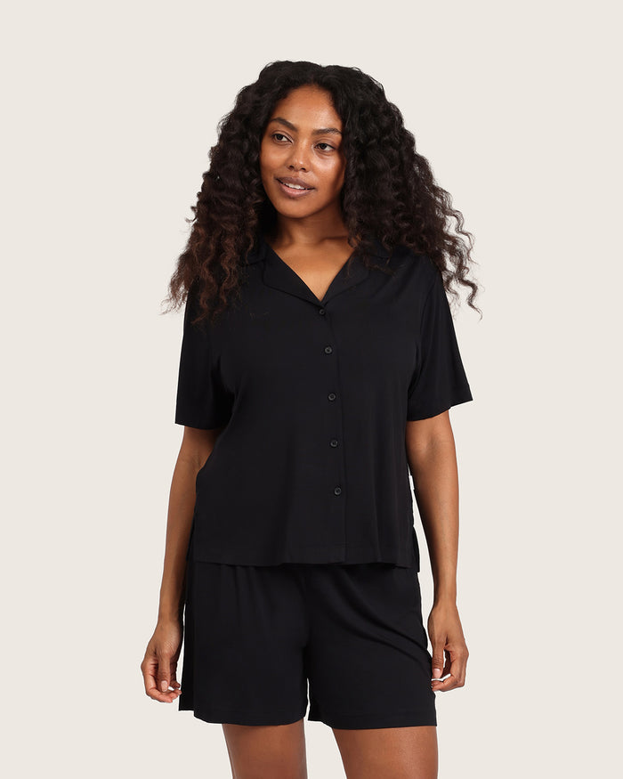 Goodnight Short Sleeve Sleep Shirt - Black