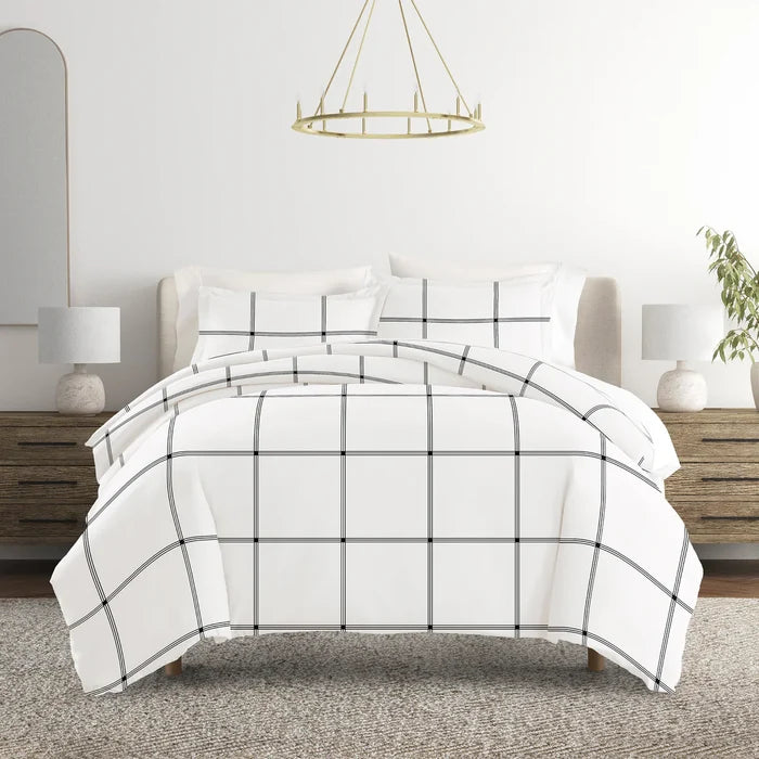 Grid Patterned Duvet Cover Set
