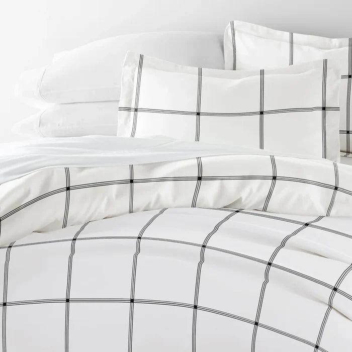 Grid Patterned Duvet Cover Set