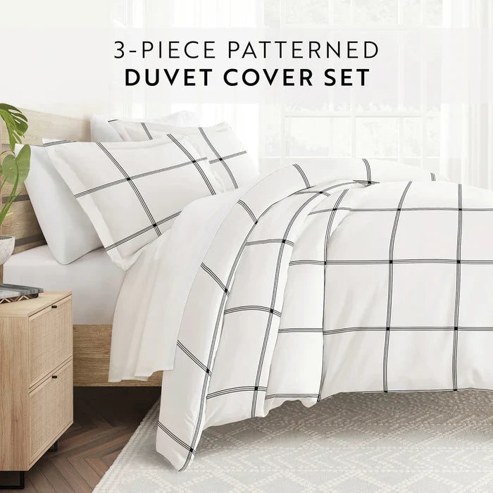 Grid Patterned Duvet Cover Set
