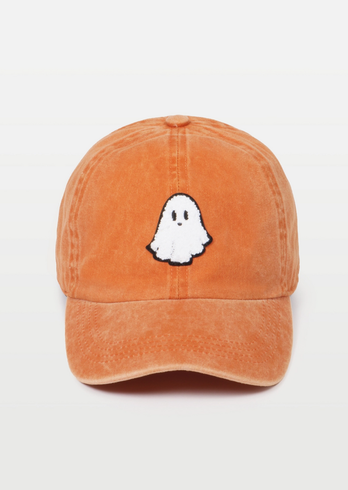 Halloween Ghost Chenille Patch Baseball Cap, 2 Colors
